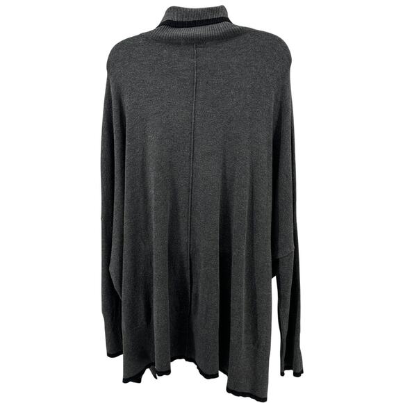 Adrianna Papell Tipped Turtleneck Sweater XL Heather Gray Black Trim Super Soft - Picture 5 of 9